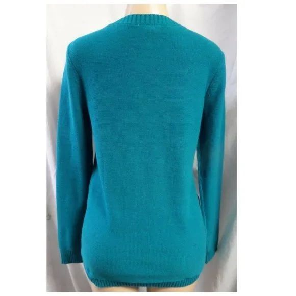 LOFT DARK TEAK CABLE KNIT FRONT CAREER CASUAL CLASSIC PREPPY SWEATER SZE: XS NWT - Picture 3 of 3